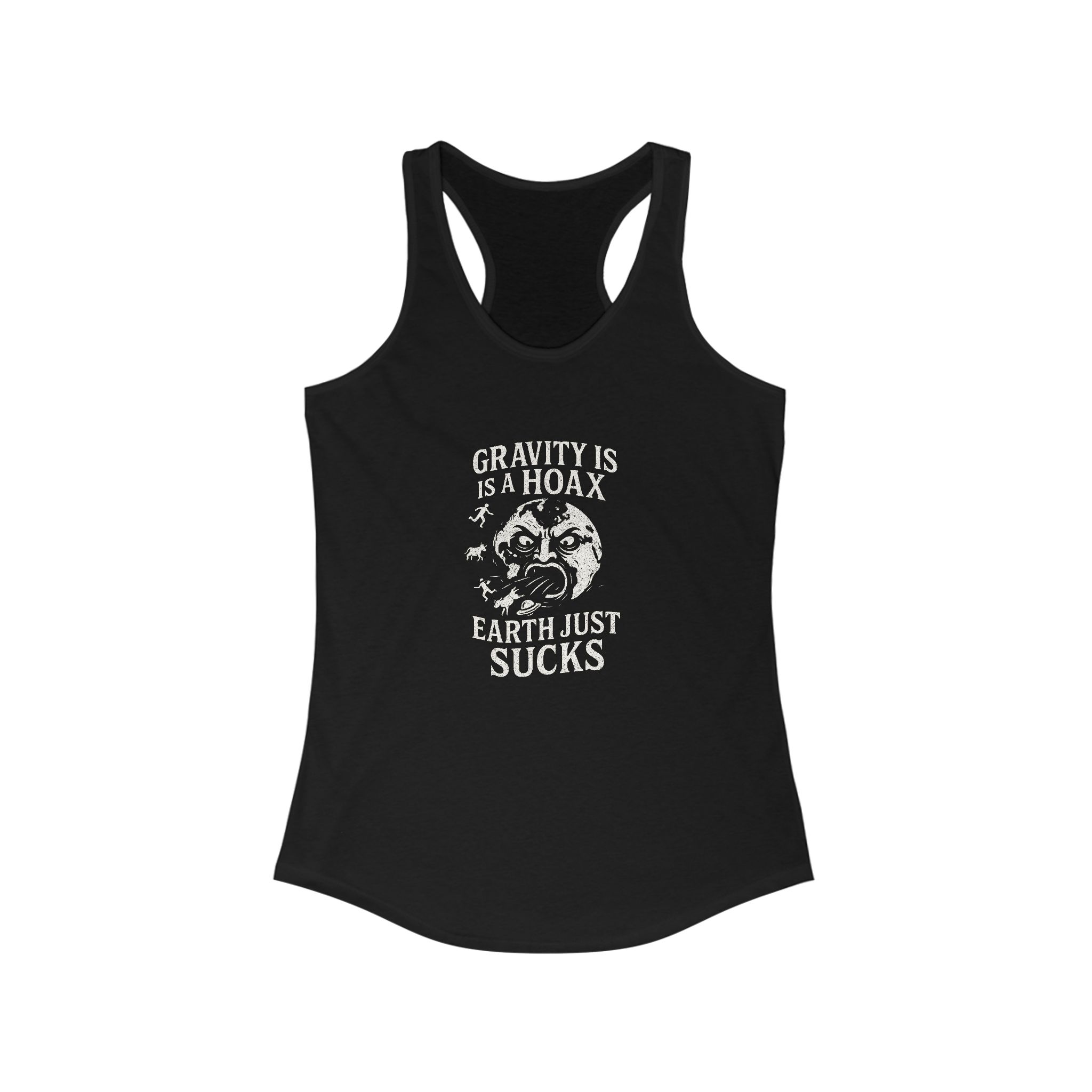 Gravity Is a Hoax Women's Racerback Tank Top (Black)